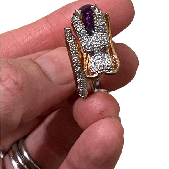Free People Rhinestone Dragon Ring With Pink Jewel Eyes Rose Gold Color Y2k 10 - Picture 2 of 8